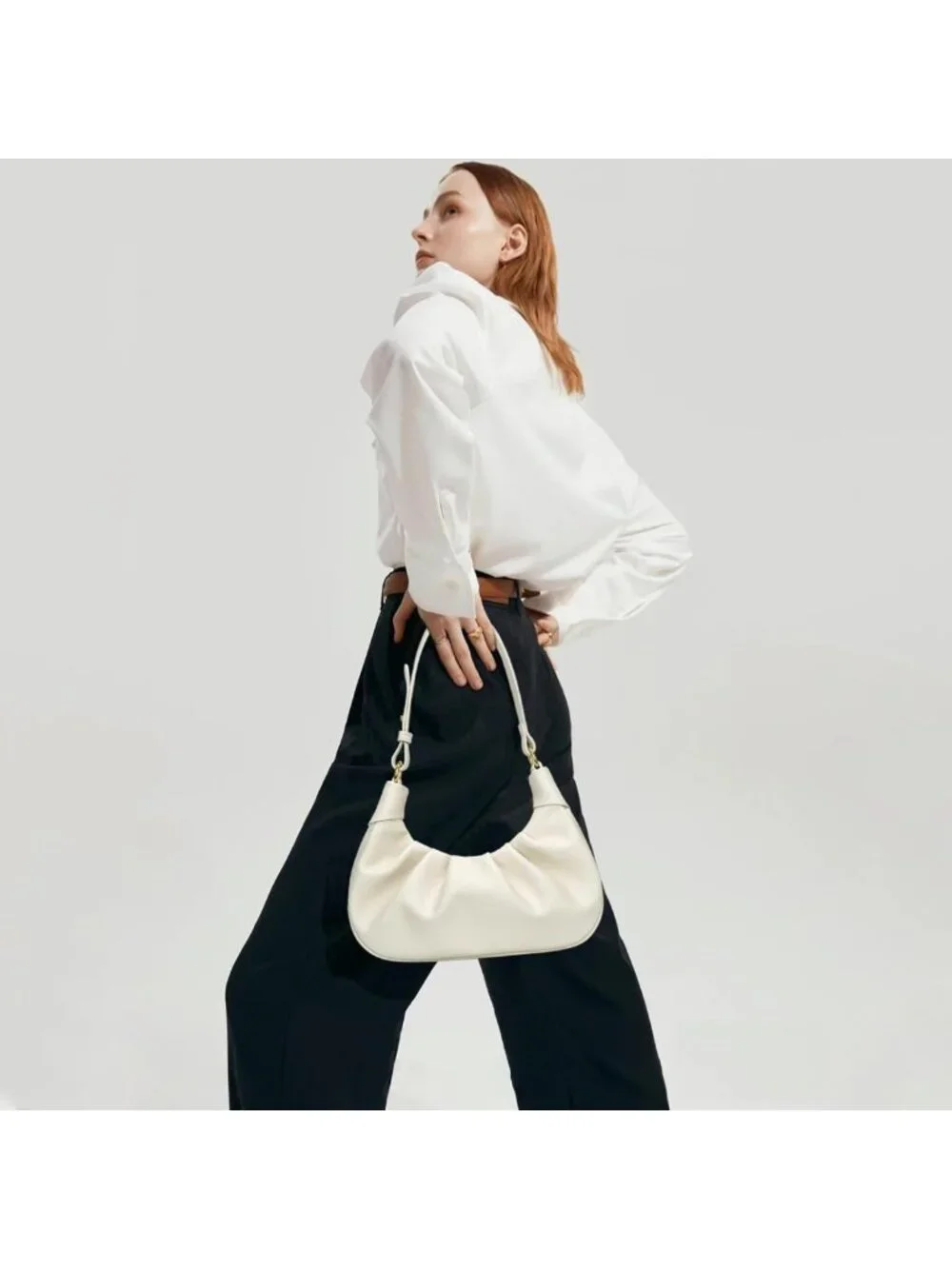 Chic Mini Hobo Shoulder Bag - Ruched Underarm Purse for Women, Stylish Crescent